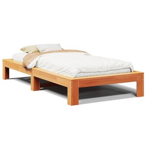 vidaXL Cadre de lit sans matelas cire marron 75x190 cm bois pin massif