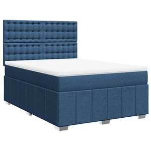 vidaXL Sommier à lattes de lit avec matelas Bleu 140x190 cm Tissu