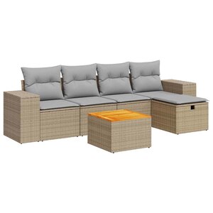 vidaXL Salon de jardin avec coussins 6 Pièces beige résine tressée