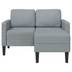 vidaXL Canapé 2 places avec méridienne en L gris clair 125 cm tissu