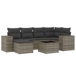 vidaXL Salon de jardin avec coussins 7 Pièces gris résine tressée