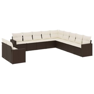 vidaXL Salon de jardin et coussins 11 Pièces marron résine tressée
