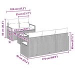 vidaXL Ensemble de canapé de jardin 6 Pièces Noir 55 x 55 x 37 cm