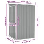 vidaXL Remise de jardin murale Gris 118x100x178 cm Acier galvanisé