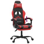 vidaXL Chaise de jeu avec repose-pied Noir et rouge Similicuir