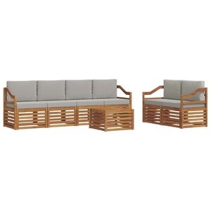 vidaXL Ensemble de canapés d'extérieur 7 pc Gris Naturel et Clair