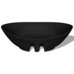 vidaXL Lavabo ovale en céramique noir avec trop plein 59 x 38 5 cm