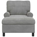 vidaXL Chaise longue avec coussin Gris clair 91 x 157 x 91 cm Velours