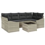 vidaXL Ensemble de canapé de jardin 7 Pièces Gris clair 55 x 55 x 37 cm