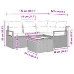 Ensemble de canapé de jardin vidaXL 5 pièces avec coussins Gris Poly Rotin