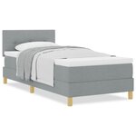 vidaXL Lit avec sommier et matelas gris clair 100x200 cm Tissu