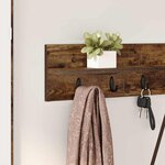 vidaXL Porte-manteau mural avec étagère Chêne fumé 100 x 10.5 x 18 cm