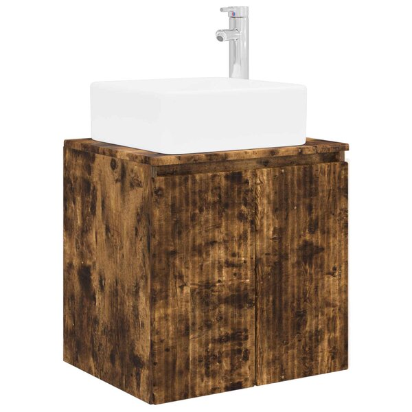 vidaXL Vanité de lavabo mural Chêne fumé 49 5 x 41 x 63 cm