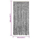 vidaXL Rideau anti-mouches gris et noir et blanc 90x200 cm chenille
