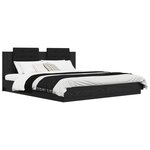 vidaXL Cadre de lit avec tête de lit Chêne noir 200 x 200 cm