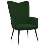 vidaXL Chaise de relaxation avec tabouret Vert foncé Velours