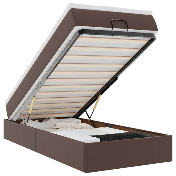 VidaXL Cadre de lit ottoman avec matelas marron 100x200 cm similicuir