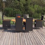 vidaXL Ensemble de salle à manger de jardin 7 Pièces Résine tressée Noir