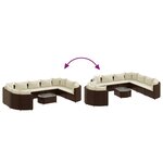 vidaXL Salon de jardin 10 Pièces avec coussins marron résine tressée