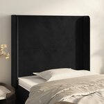 vidaXL Tête de lit avec oreilles Noir 103x16x118/128 cm Velours