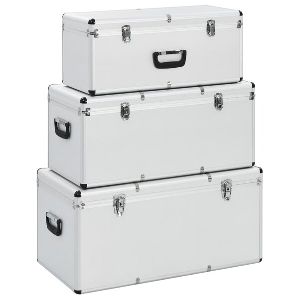 vidaXL Boîtes de rangement 3 Pièces Argenté Aluminium