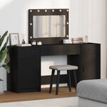 Set de coiffeuse 3 pièces avec LED en bois d'ingénierie noir