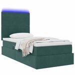 vidaXL Lit de rangement LED avec matelas Vert foncé 90 x 190 cm
