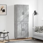 vidaXL Buffet haut Gris béton 69 5x34x180 cm Bois d'ingénierie