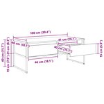 vidaXL Table basse Chêne noir 100 x 46 x 40 cm Bois d'ingénierie