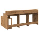 Bureau table poste de travail meuble d'ordinateur informatique étude avec lumières LED chêne artisanal bois d'ingénierie brun 02_0023415
