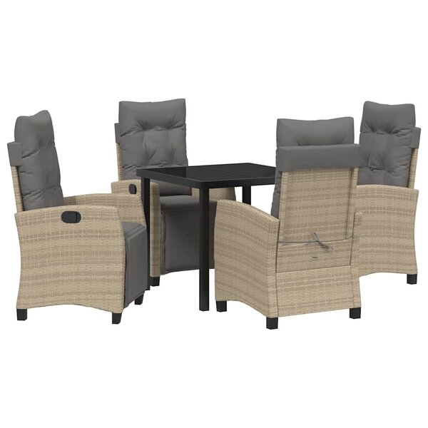 vidaXL Ensemble de salle à manger pour jardin 5 Pièces Beige polyrotin