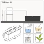 LECHUZA Jardinière TRIO Stone 30 ALL-IN-ONE Gris pierre
