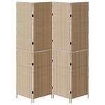 vidaXL Paravent 4 panneaux pliable beige 196x200 cm en poly rotin