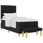 vidaXL Lit à ressorts avec tête de lit Noir 200 x 90 cm tissu
