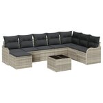 vidaXL Ensemble de canapé de jardin 9 Pièces Gris clair Poly rotin