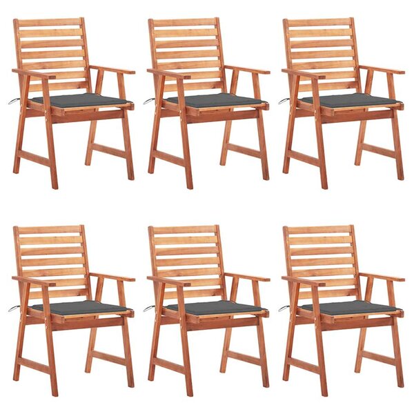 vidaXL Chaises à manger d'extérieur lot de 6 et coussins Acacia massif