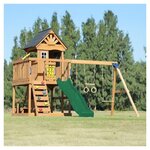 Tour Jack plateforme 2 balançoires table toboggan vert