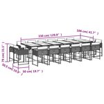 vidaXL Ensemble à manger de jardin 17 Pièces coussins noir résine tressée