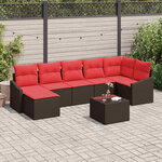 vidaXL Ensemble de Canapés avec coussin 8 Pièces Marron polyrotin