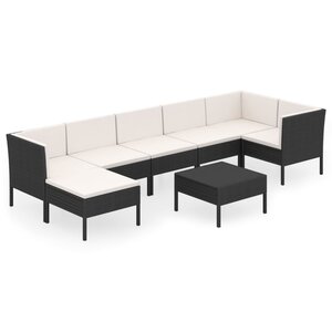 Salon de jardin meuble d'extérieur ensemble de mobilier 8 pièces avec coussins résine tressée noir 02_0017740
