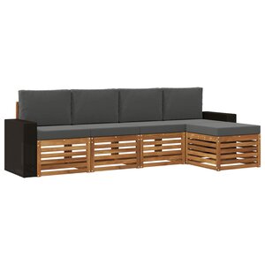 vidaXL Ensemble de canapés d'extérieur 5 Pièces Naturel et Anthracite