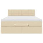 vidaXL Lit ottoman avec matelas et LED crème 140x190 cm tissu