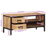 vidaXL Meuble TV 90x35x40 cm bois massif de manguier brut