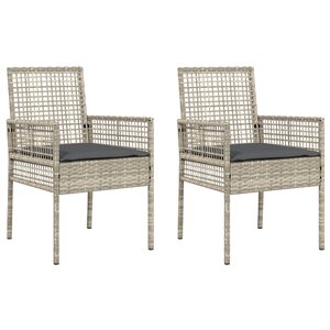 Chaises de jardin vidaXL 2 Pièces avec coussins Gris clair en poly rattan
