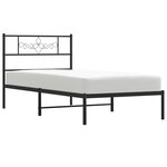 vidaXL Cadre de lit métal sans matelas avec tête de lit noir 75x190 cm