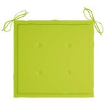 vidaXL Chaise à bascule avec coussin vert vif Bois de teck solide