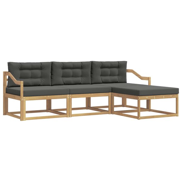 vidaXL Ensemble de canapés d'extérieur 4 Pièces Blanc et anthracite
