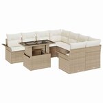 vidaXL Ensemble de canapé de jardin 9 Pièces Beige Poly rotin