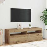 vidaXL Meuble TV avec lumières LED chêne artisanal bois d'ingénierie