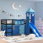 vidaXL Lit mezzanine enfants avec tour sans matelas bleu 80x200 cm